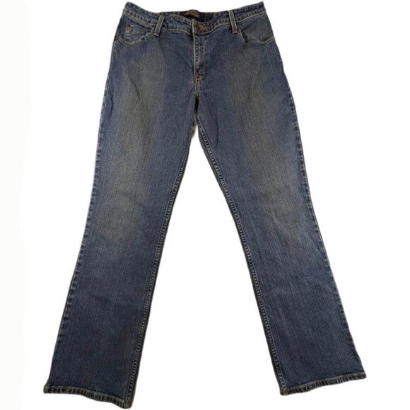 Levis Signature Bootcut Jeans Womens 12 Denim Blue Mid Rise Stretch Light Wash - Picture 1 of 12